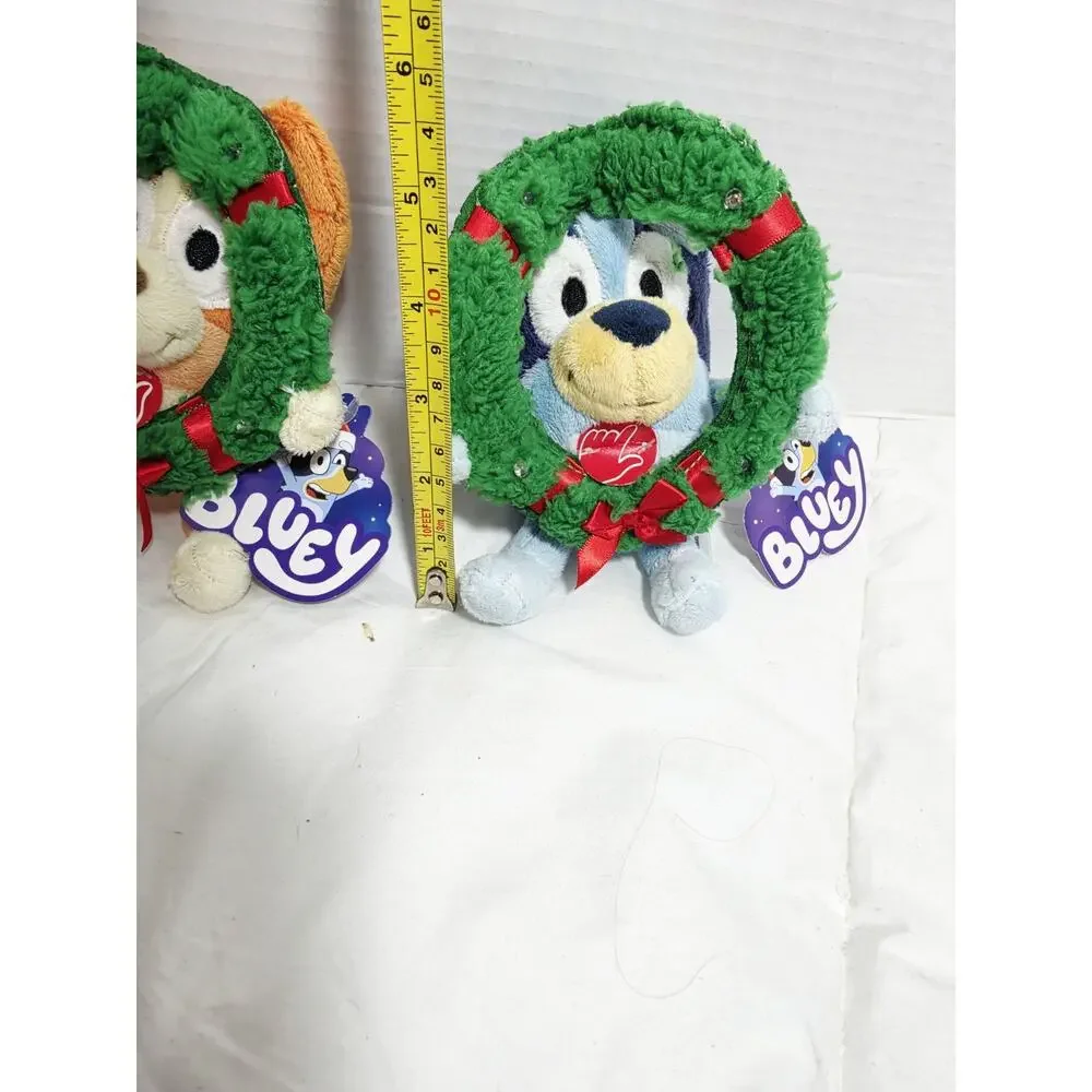 Bluey & Bingo Plush Lot Christmas Wreath Lights Up Backpack Bag Clip New Holiday